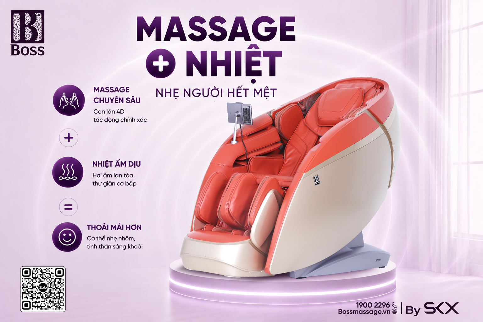 Massage kết hợp nhiệt trên Boss MCB-904: Thư giãn dễ chịu hơn sau ngày dài