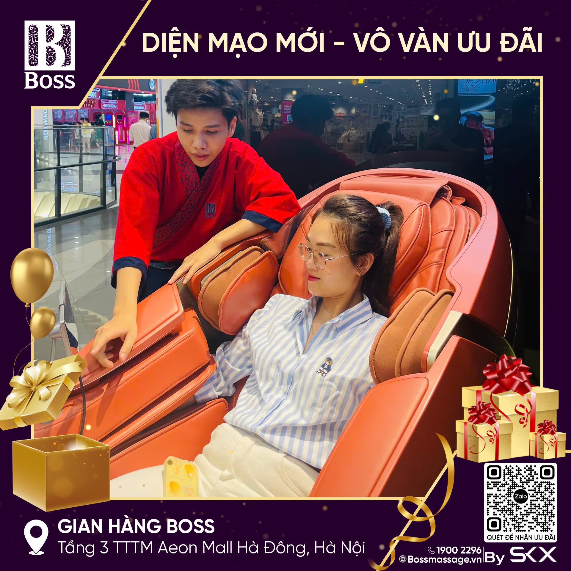 Ghế massage Boss Aeon Mall H&agrave; Đ&ocirc;ng