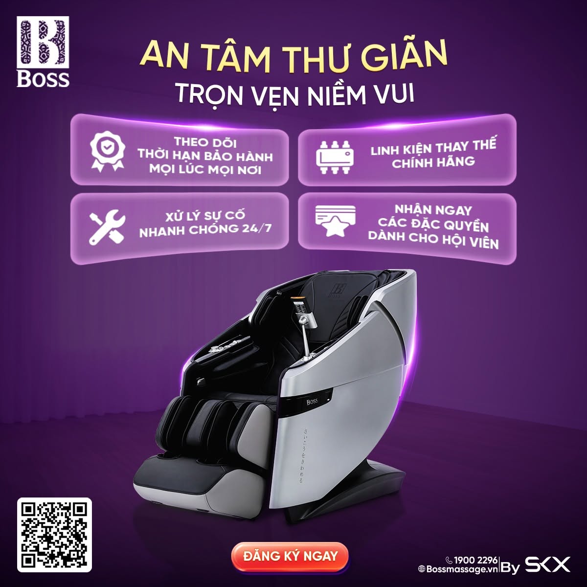 Ch&iacute;nh s&aacute;ch bảo h&agrave;nh ghế massage Boss