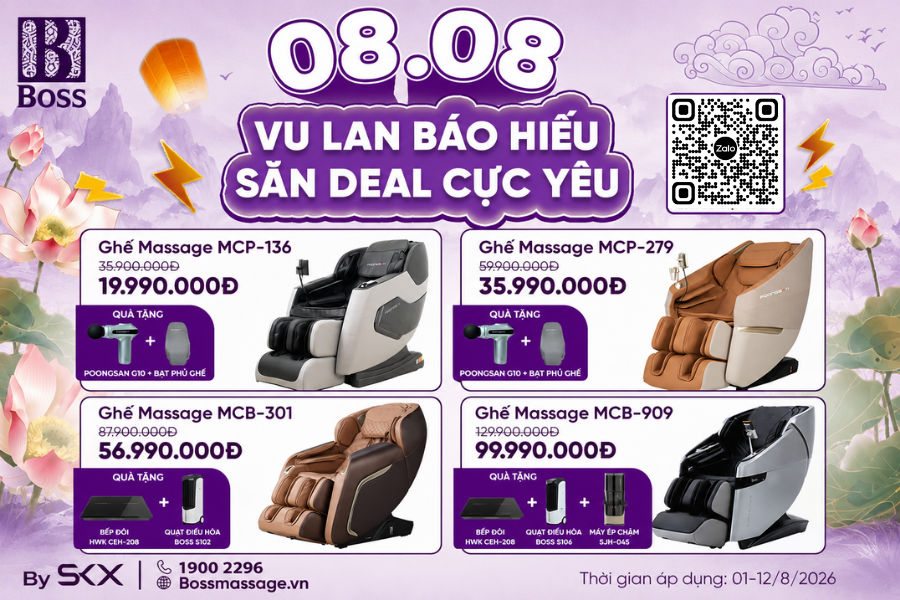 MEGA SALE BOSS 08.08: Vu lan hiếu hạnh - Trọn nghĩa song thân, ưu đãi ghế massage đến 48%